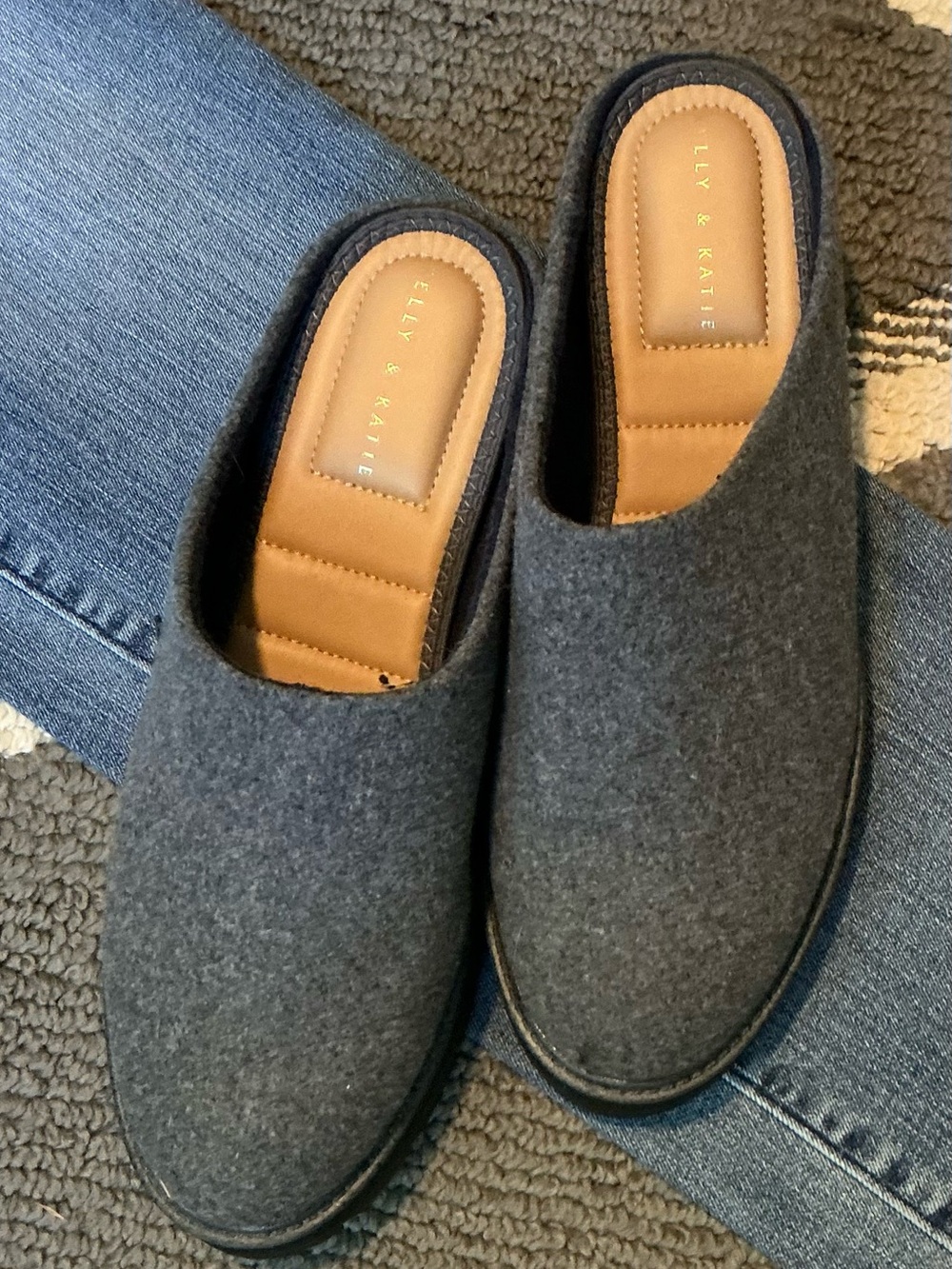 Kelly & Katie Charcoal Gray Slip-On Wool Mules